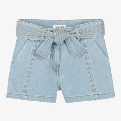 Shop Lanvin Girls Blue Denim Shorts