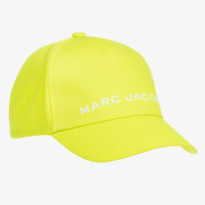 Shop Marc Jacobs Neon Yellow Cotton Canvas Logo Cap
