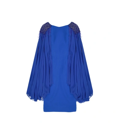 Shop Ivan Montesi Beaded Shoulders Dress In Blue
