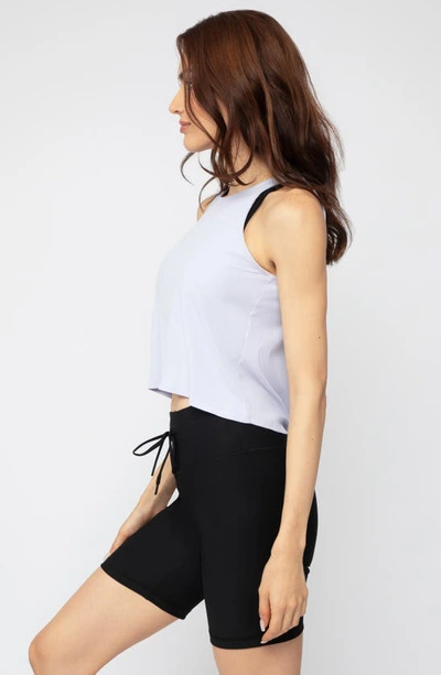 Shop Yogalicious Overlapped Open Tie Back Tank Top In Purple Heather