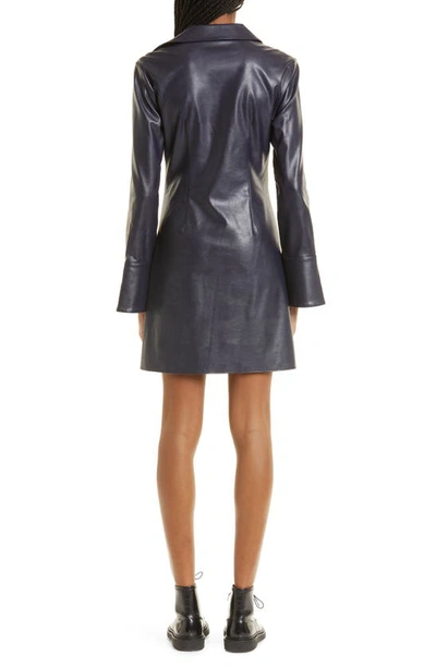 Shop Cinq À Sept Mckenna Long Sleeve Faux Leather Dress In Navy