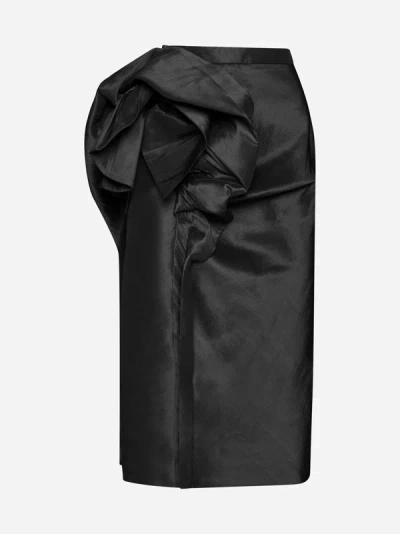 Shop Maison Margiela Taffeta Midi Skirt In Black