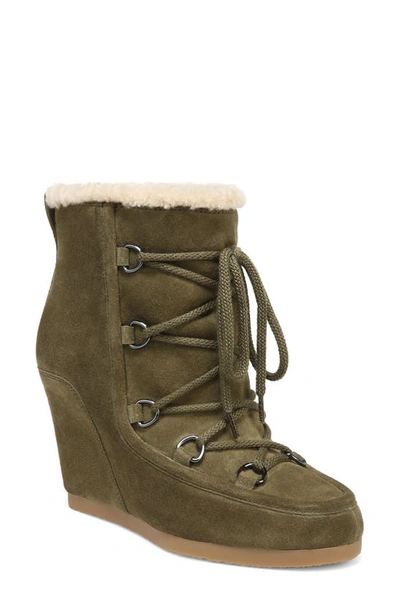 Shop Veronica Beard Elfred Genuine Shearling Wedge Boot In Army