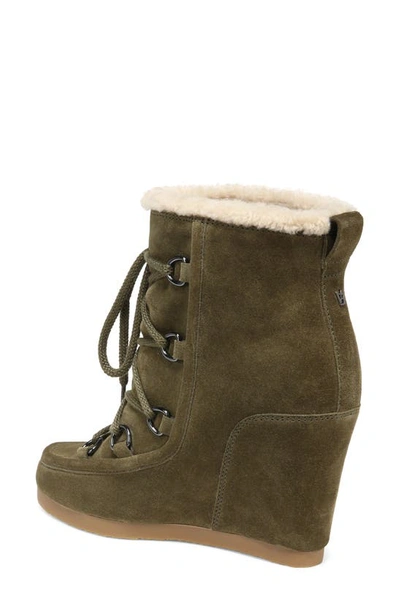 Shop Veronica Beard Elfred Genuine Shearling Wedge Boot In Army