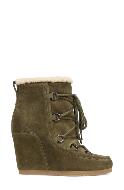 Shop Veronica Beard Elfred Genuine Shearling Wedge Boot In Army