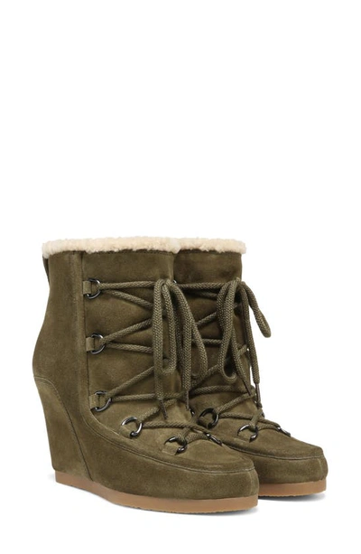 Shop Veronica Beard Elfred Genuine Shearling Wedge Boot In Army