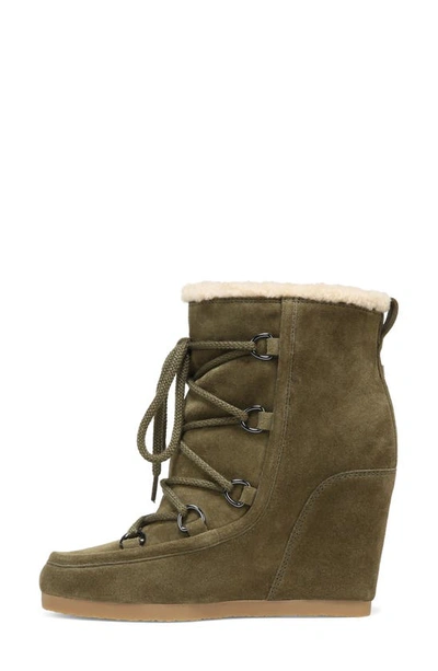 Shop Veronica Beard Elfred Genuine Shearling Wedge Boot In Army