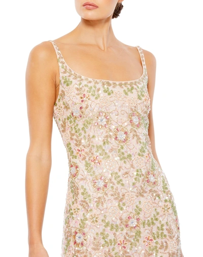 Mac Duggal Midi Dress In Nude Multi