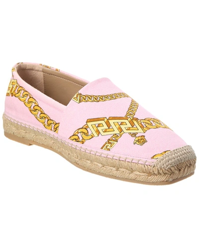 Shop Versace Le Greca Canvas Espadrille In Pink