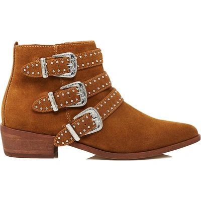 Shop Aqua Blane Womens Studded Ankle Boots In Brown