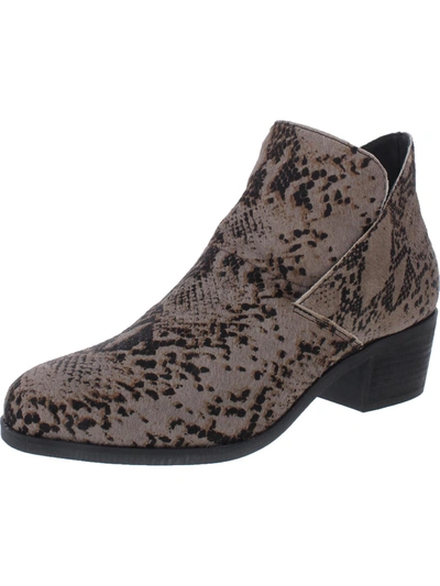 Shop Me Too Zest 9 Womens Calf Hair Block Heel Ankle Boots In Brown
