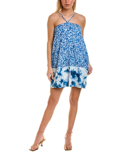 Shop Amur Aminah Halter Mini Dress In Blue