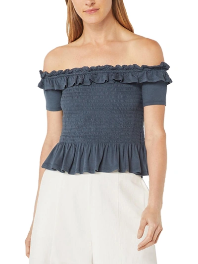 Shop Bcbgmaxazria Womens Knit Smocked Pullover Top In Blue