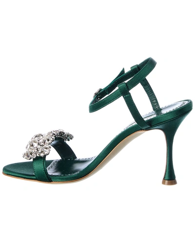 Manolo Blahnik Finah 90 Satin Sandal In Green