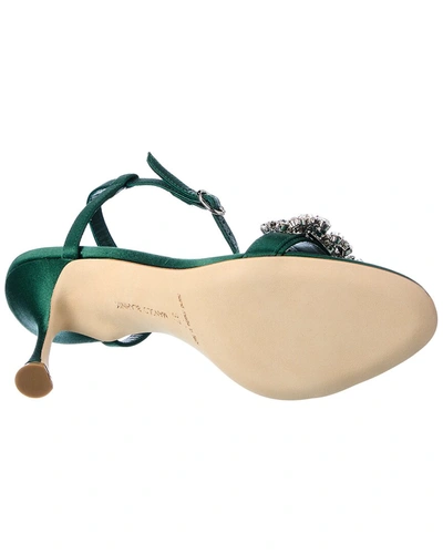 Manolo Blahnik Finah 90 Satin Sandal In Green