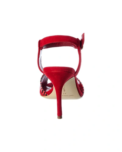 Shop Manolo Blahnik Ibn 90 Suede & Patent Sandal In Red