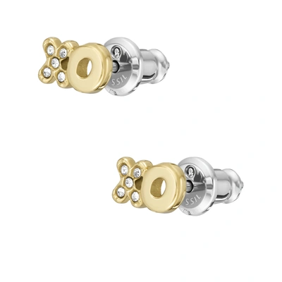 Fossil Women's Gold-tone Stainless Steel Stud Earrings In Gold