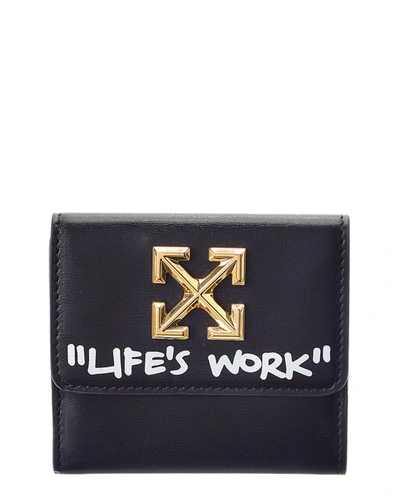 Shop Off-white Jitney Leather French Wallet In Black