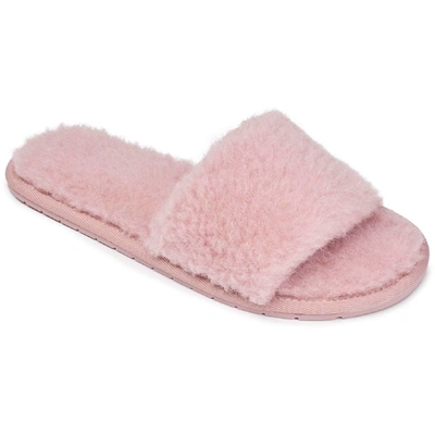Splendid Carmen Womens Faux Shearling Wool Blend Slide Slippers In Pink