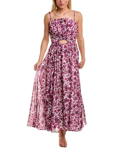 Shop Amur Destinee Fan Bodice Maxi Dress In Purple