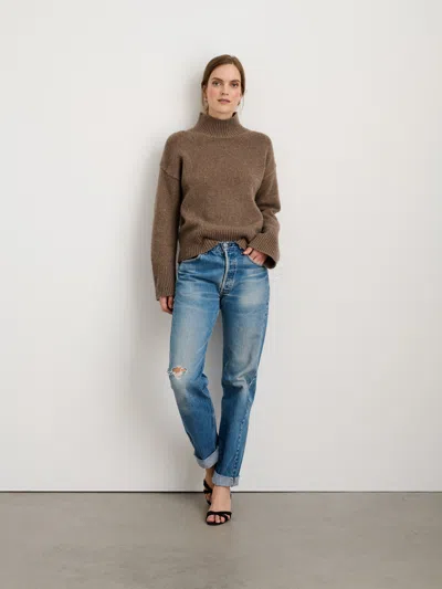 Alex Mill Betty Wool-blend Turtleneck Sweater In Taupe