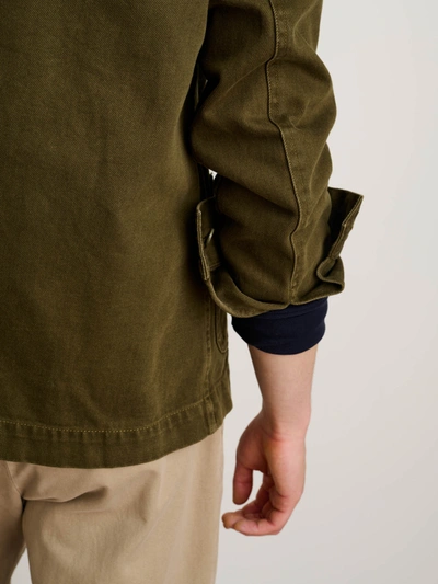 Shop Alex Mill Garment Dyed Work Jacket In Recycled Denim In Military Olive