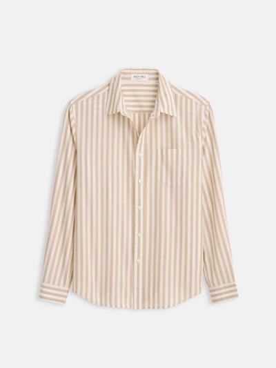 Shop Alex Mill Mill Shirt In Wide Striped Paper Poplin In Khaki/white