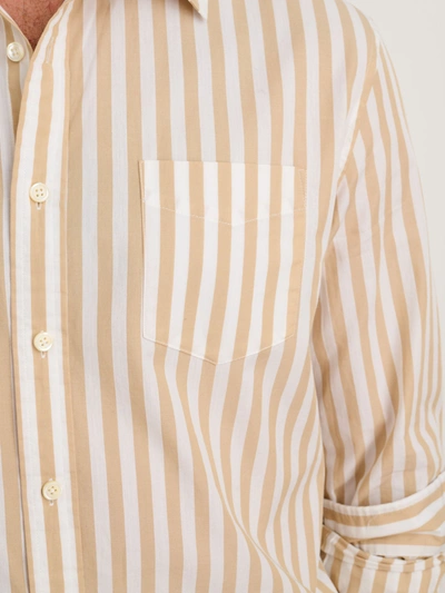 Shop Alex Mill Mill Shirt In Wide Striped Paper Poplin In Khaki/white