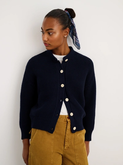 Shop Alex Mill Nico Cardigan In Cotton In Dark Navy