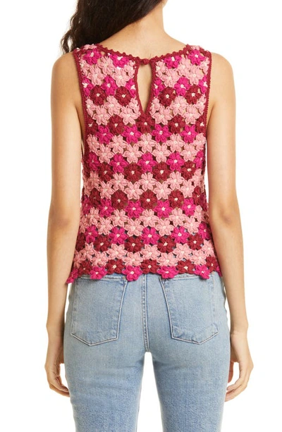 Alice And Olivia Reva Flower Crochet Tank Top In Multi