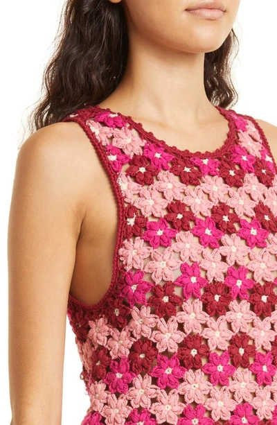 Alice And Olivia Reva Flower Crochet Tank Top In Multi