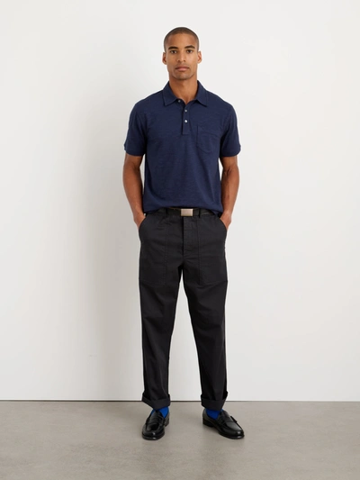 Shop Alex Mill The Standard Polo In Slub Cotton In Navy