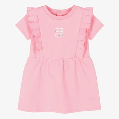 Shop Givenchy Girls Pink 4g Logo Frill Dress