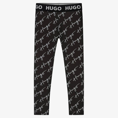 Shop Hugo Girls Black Logo Leggings