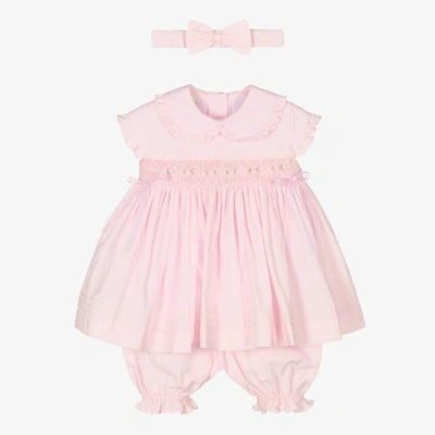 Shop Pretty Originals Girls Pink Cotton Smocked Dress Set