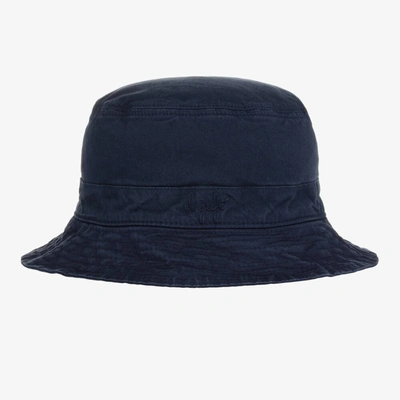 Shop Il Gufo Boys Navy Blue Cotton Bucket Hat