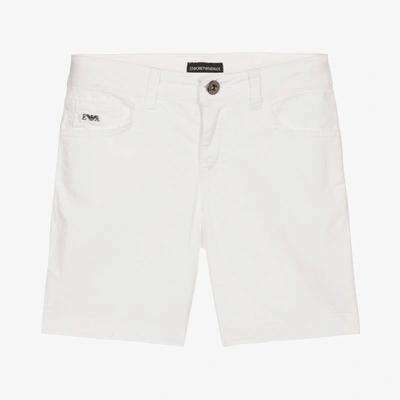 Shop Emporio Armani Boys White Cotton Shorts