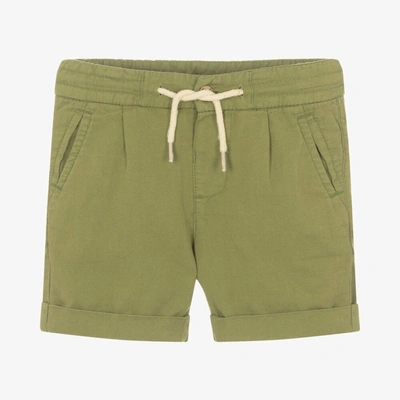 Shop Mayoral Boys Green Linen Shorts