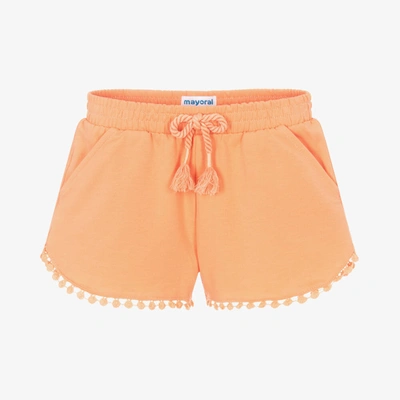 Shop Mayoral Girls Orange Cotton Jersey Shorts