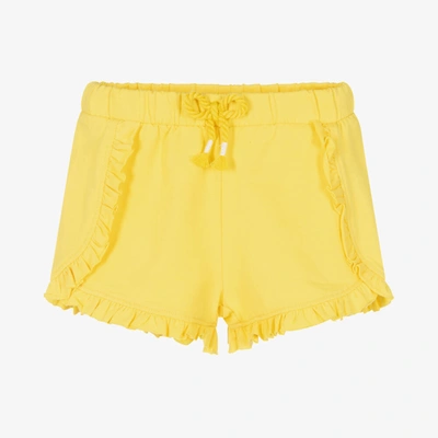 Shop Mayoral Girls Yellow Cotton Jersey Shorts