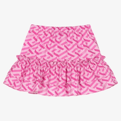 Shop Versace Girls Pink La Greca Skirt