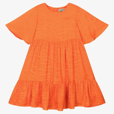 Shop Kenzo Kids Girls Orange Tiger Stripe Dress