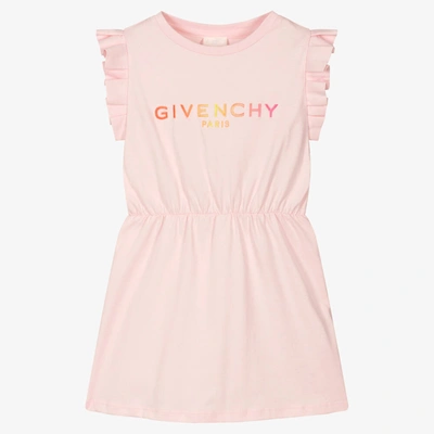 Shop Givenchy Girls Pink Cotton Logo Dress