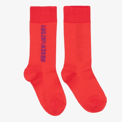 Shop The Animals Observatory Red Cotton Logo Socks