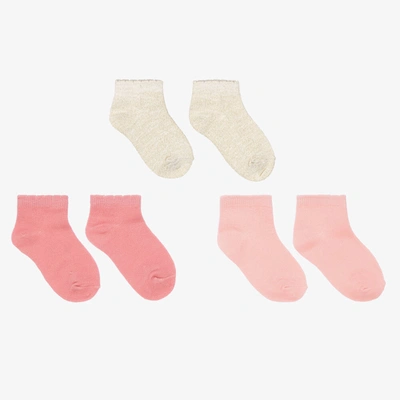 Shop Mayoral Baby Girls Pink & Beige Socks (3 Pack)
