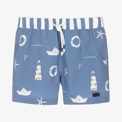 Shop Patachou Boys Blue Nautical Swim Shorts