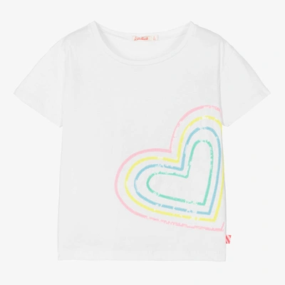 Shop Billieblush Girls White Sequin Heart Cotton T-shirt