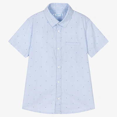Shop Mayoral Boys Blue Cotton Dotted Shirt