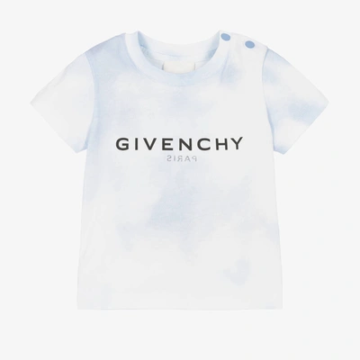 Shop Givenchy Baby Boys Cloud Print Logo T-shirt In Blue