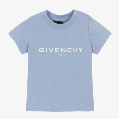 Shop Givenchy Boys Blue Reverse Logo T-shirt